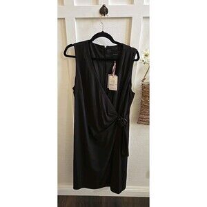 NWT Alex Marie Black Summer Lush Escape Midi Dress SZ 14 Belted Zip Lined